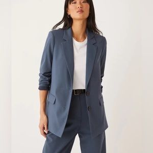 Frank and Oak single breasted slate blue blazer